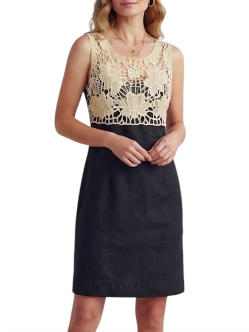 ANN TAYLOR Loft Petite Lace Panel Dress Navy Blue 0P Athleisure Y2K Streetwear